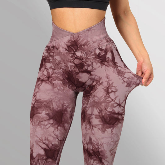 Seamless Tie-Dye Yoga Leggings for Women Push-Up Fitness