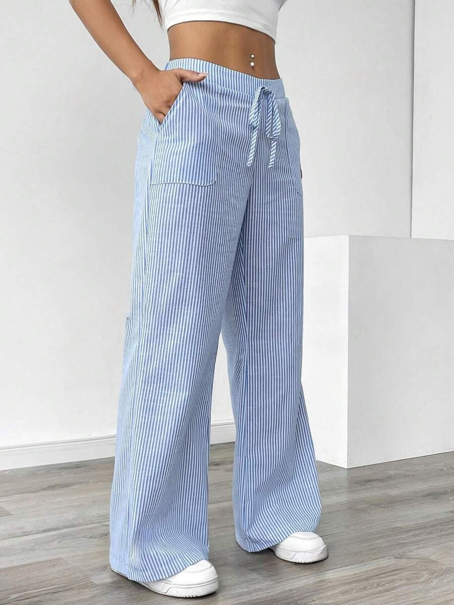 New Striped Trousers Loose Wide Leg