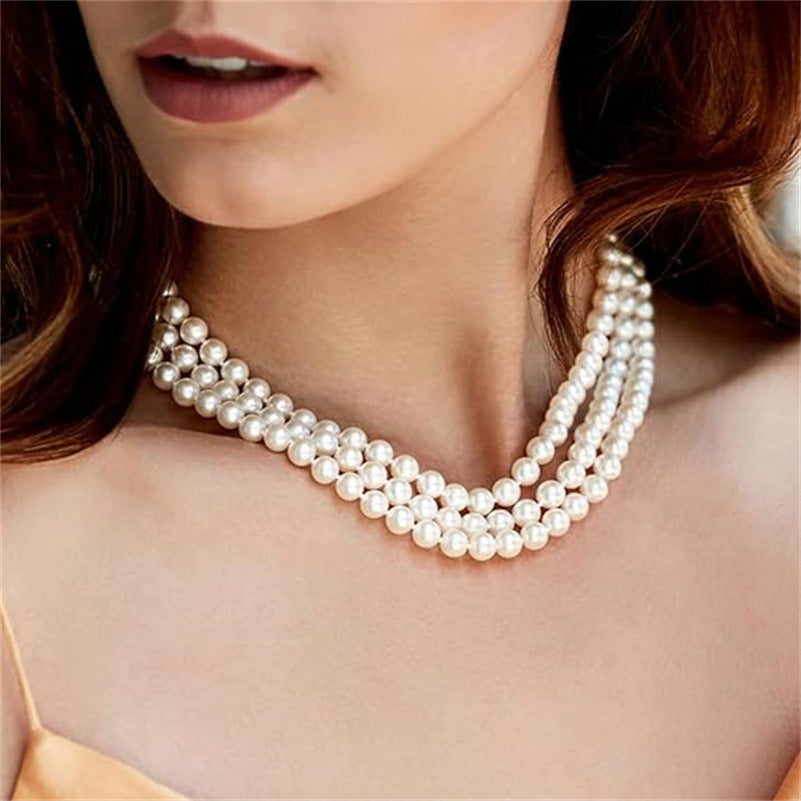 LIUBA Retro Multi-layer Twin Long Pearl Necklace