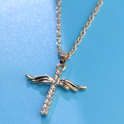 LIUBA Angel Wings Cross Pendant Necklace