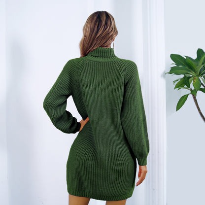 Long Sweater Dress With Button Design