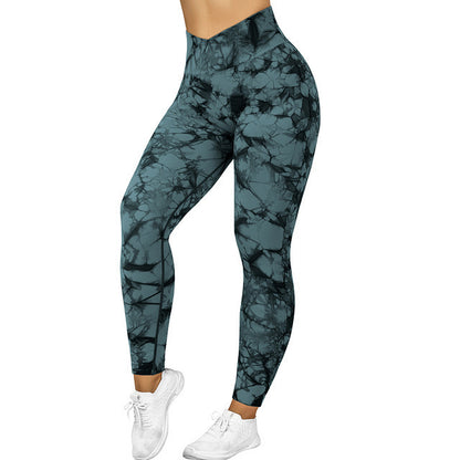 Seamless Tie-Dye Yoga Leggings for Women Push-Up Fitness