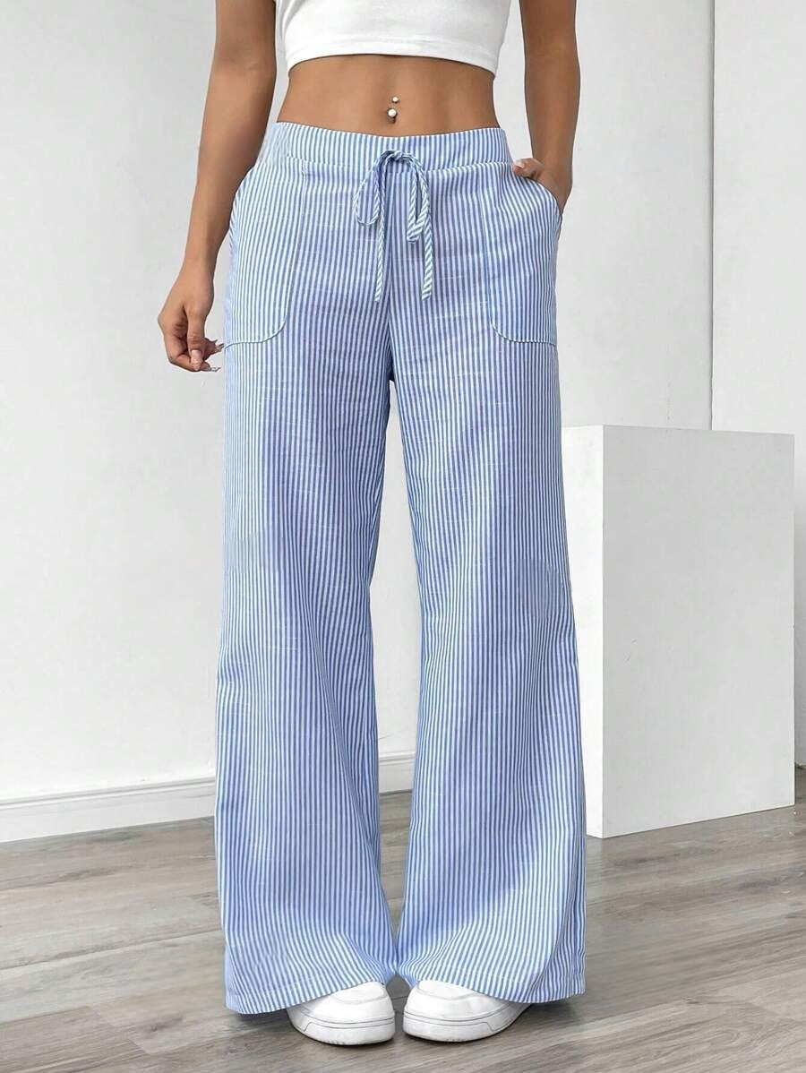 New Striped Trousers Loose Wide Leg