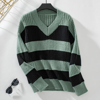 LIUBA V-neck Knitwear Loose Retro Pullover