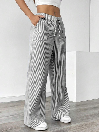 New Striped Trousers Loose Wide Leg