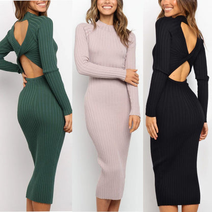 Sweater  Backless Bow Tight Dresses