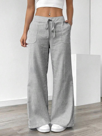 New Striped Trousers Loose Wide Leg