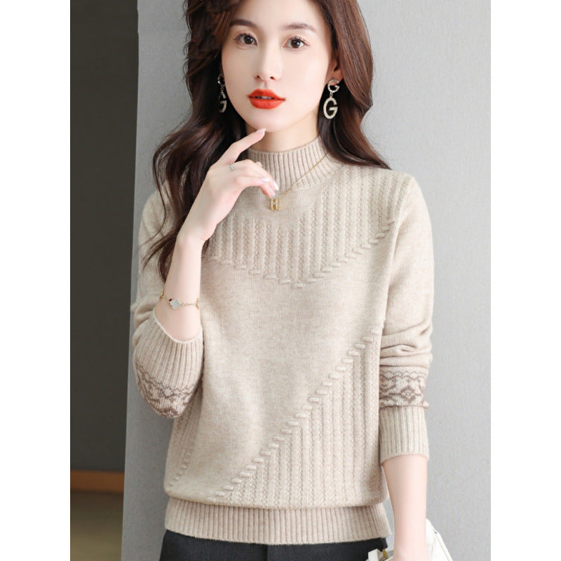 LIUBA Half Turtleneck Brocade Sweater Loose