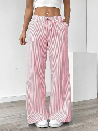 New Striped Trousers Loose Wide Leg