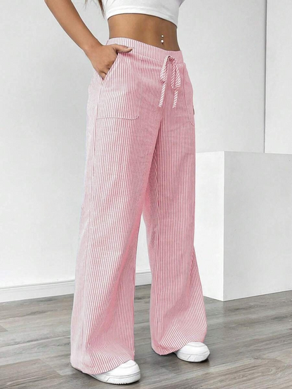 New Striped Trousers Loose Wide Leg