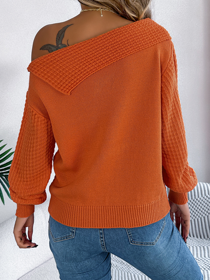 LIUBA Lapel Off-the-shoulder Long Sleeve Pullover