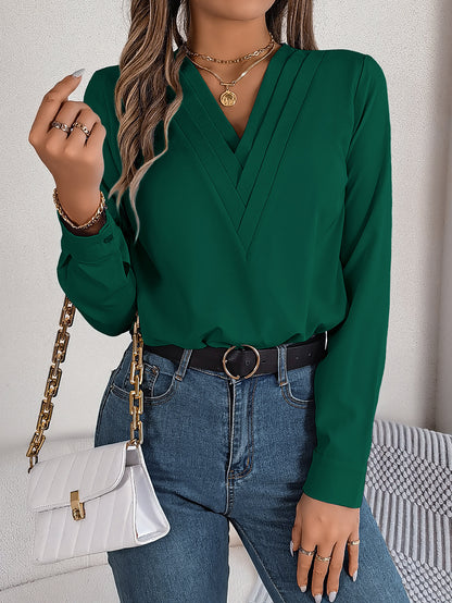 LIUBA V-Neck Long Sleeve Blouse