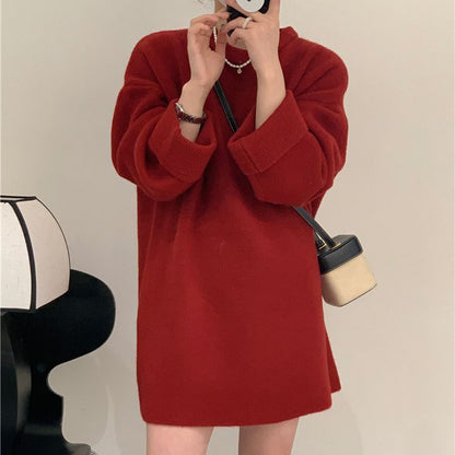 Medium Length Loose Thick Pullover Soft