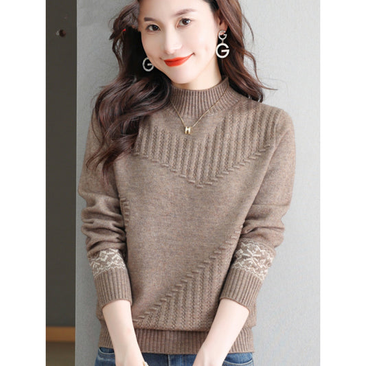 LIUBA Half Turtleneck Brocade Sweater Loose