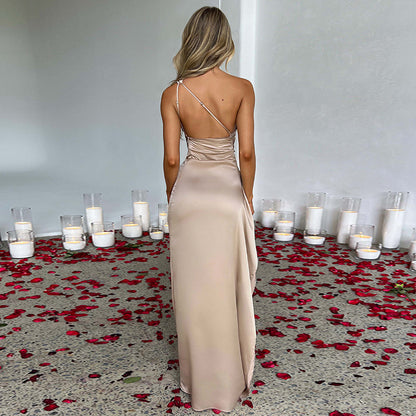 LIUBA  One-shoulder Backless Slit Dress