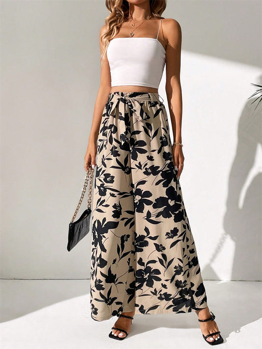 LIUBA  Lace-up High Waist Wide Leg Pants