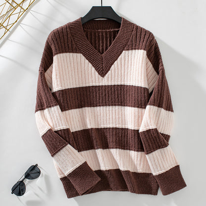 LIUBA V-neck Knitwear Loose Retro Pullover