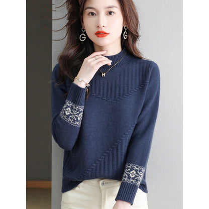 LIUBA Half Turtleneck Brocade Sweater Loose