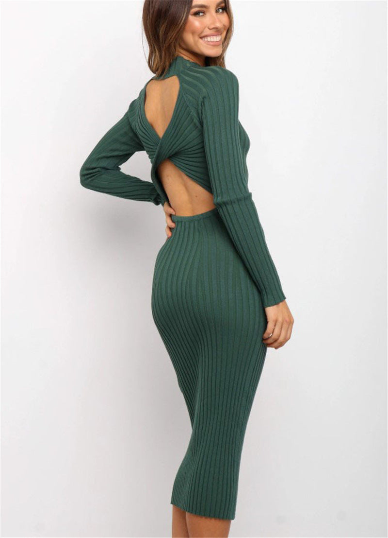 Sweater  Backless Bow Tight Dresses