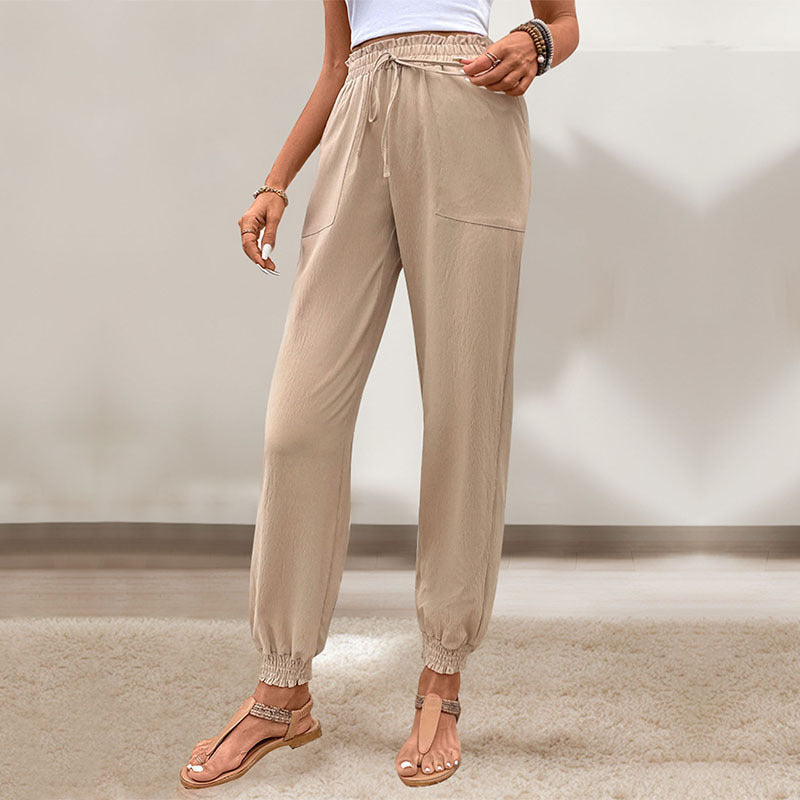 LIUBA Lace Up Elastic Waist Skinny Pants