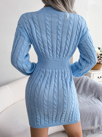 LIUBA V-Neck Long Sleeve Knit Dress