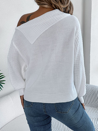 LIUBA Lapel Off-the-shoulder Long Sleeve Pullover