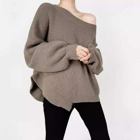 LIUBA Leisure Slant-shoulder Loose Sweater