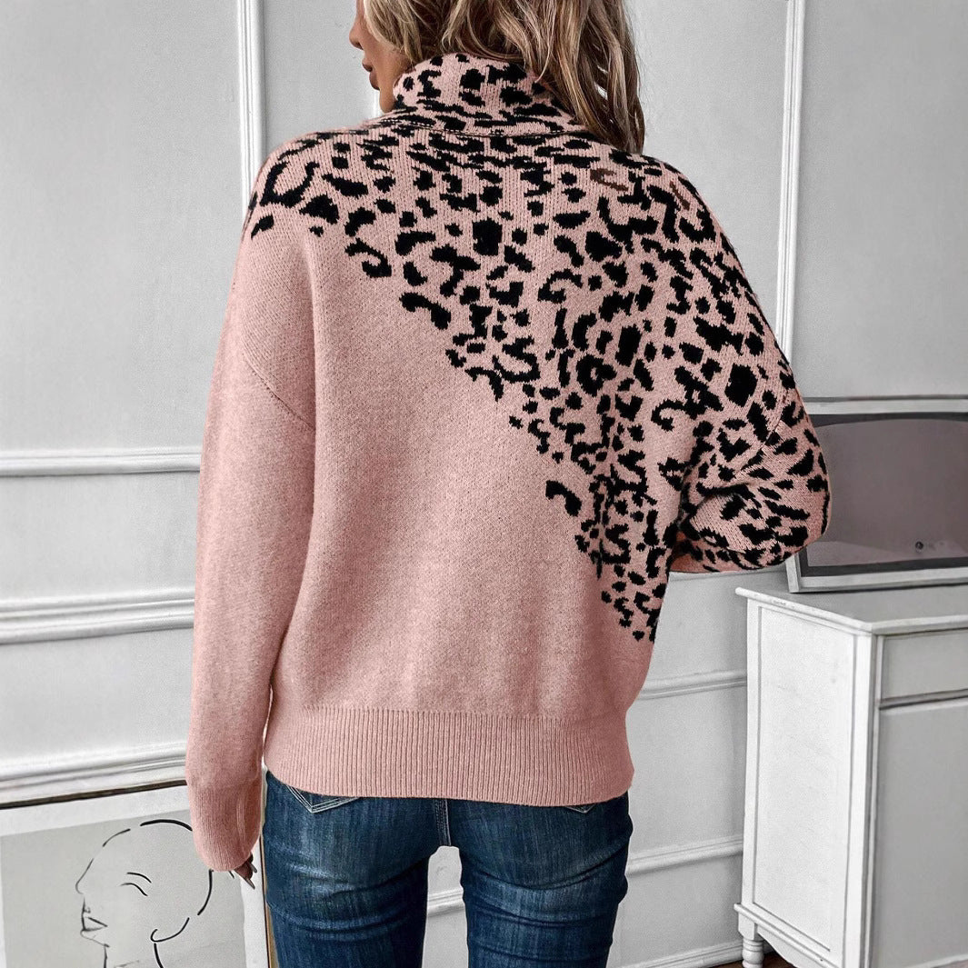 Leopard Print Long Sleeve Casual Sweater