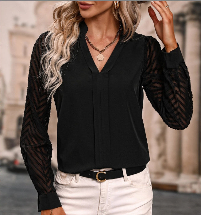 LIUBA V-neck Long-sleeved Chiffon Shirt