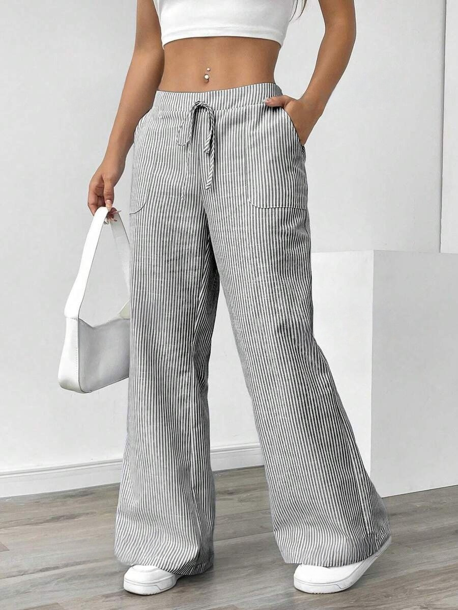 New Striped Trousers Loose Wide Leg