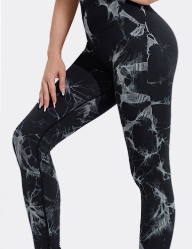 Seamless Tie-Dye Yoga Leggings for Women Push-Up Fitness