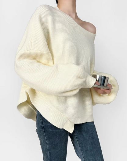 LIUBA Leisure Slant-shoulder Loose Sweater