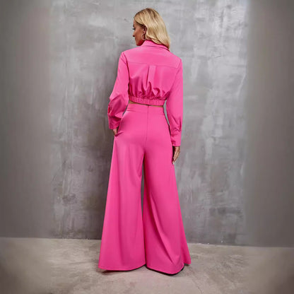 LIUBA Fashion Long Wide-leg Pants Two piece Suit